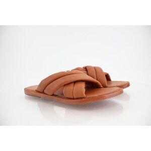 Beek Dovetail Crisscross Slide Sandal Size 11 Brown Leather Flat Slip On Shoes